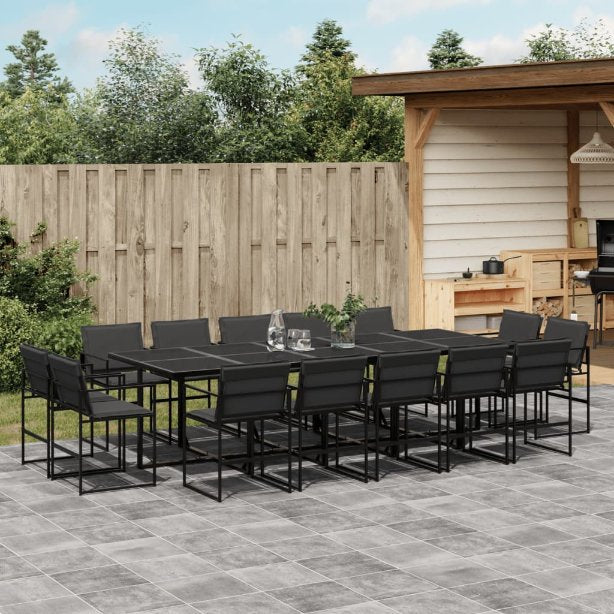 9-tlg. Garten-Essgruppe mit Kissen Schwarz Textilene
