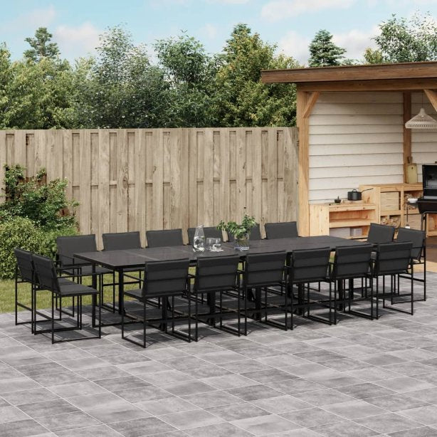 9-tlg. Garten-Essgruppe mit Kissen Schwarz Textilene