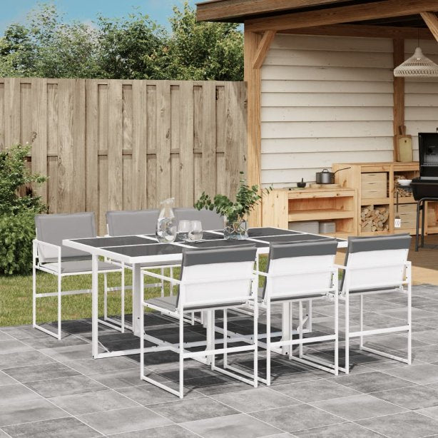 5-tlg. Garten-Essgruppe mit Kissen Weiß Textilene