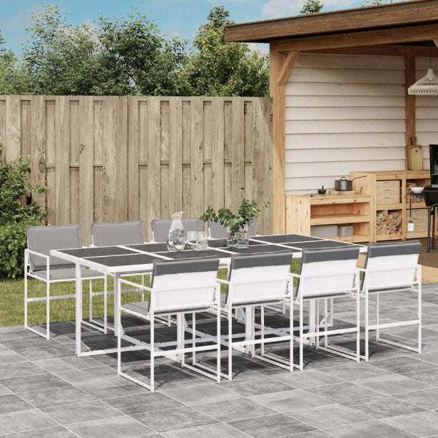 5-tlg. Garten-Essgruppe mit Kissen Weiß Textilene