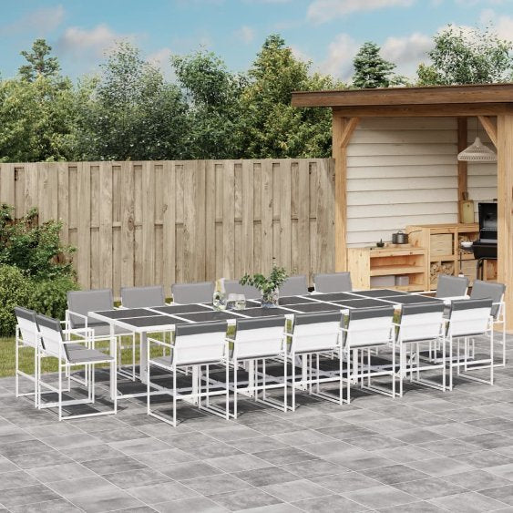 9-tlg. Garten-Essgruppe mit Kissen Weiß Textilene