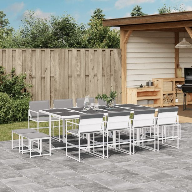 9-tlg. Garten-Essgruppe mit Kissen Weiß Textilene