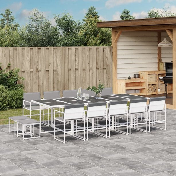 9-tlg. Garten-Essgruppe mit Kissen Weiß Textilene