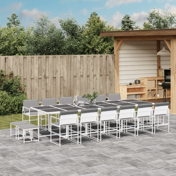9-tlg. Garten-Essgruppe mit Kissen Weiß Textilene
