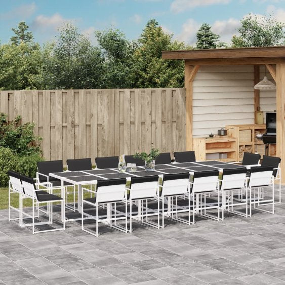 9-tlg. Garten-Essgruppe mit Kissen Weiß Textilene