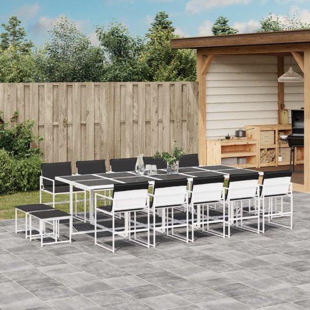 9-tlg. Garten-Essgruppe mit Kissen Weiß Textilene