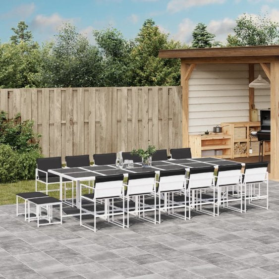 9-tlg. Garten-Essgruppe mit Kissen Weiß Textilene