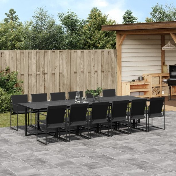 5-tlg. Garten-Essgruppe Schwarz Textilene