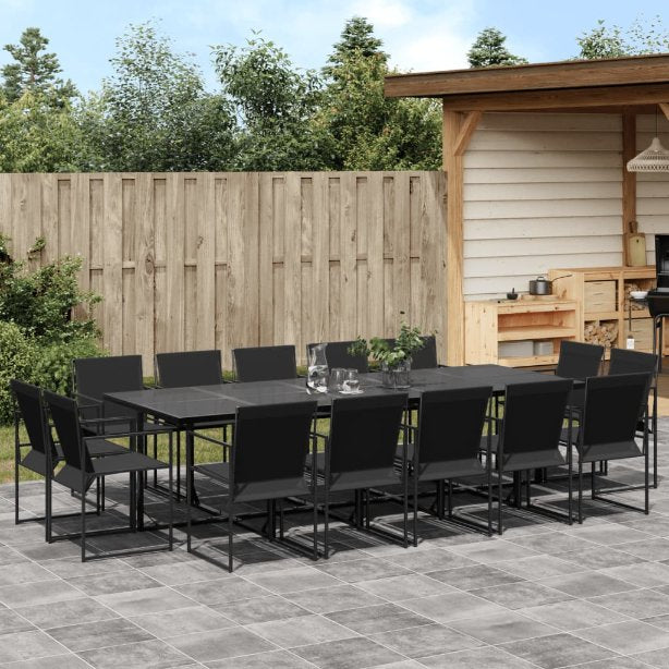 9-tlg. Garten-Essgruppe Schwarz Textilene