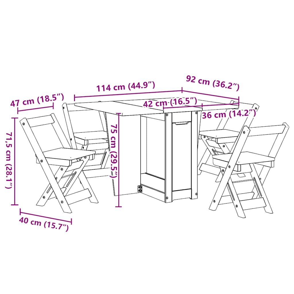 vidaXL 5-tlg. Butterfly-Esstisch-Set Corona Wachsbraun Kiefernholz