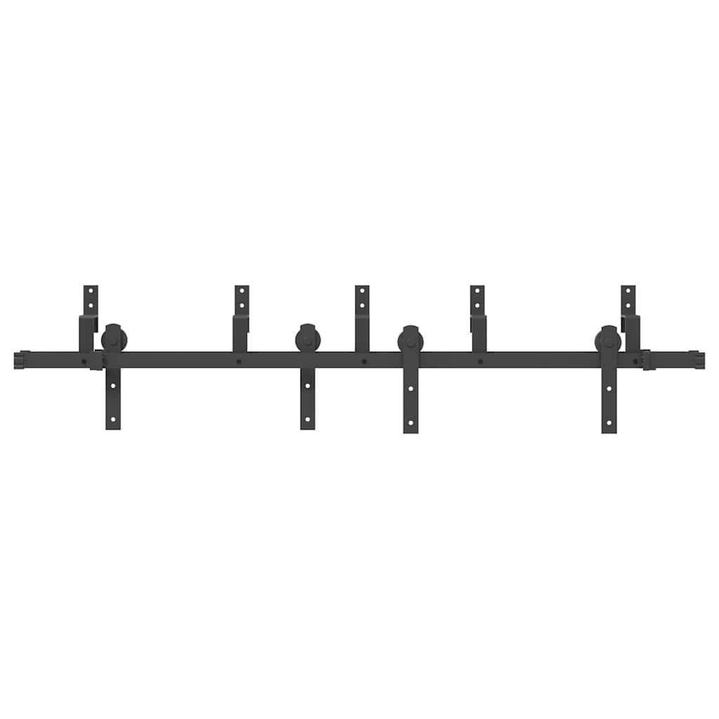 vidaXL Schiebetürbeschlag-Set 183 cm Stahl Schwarz