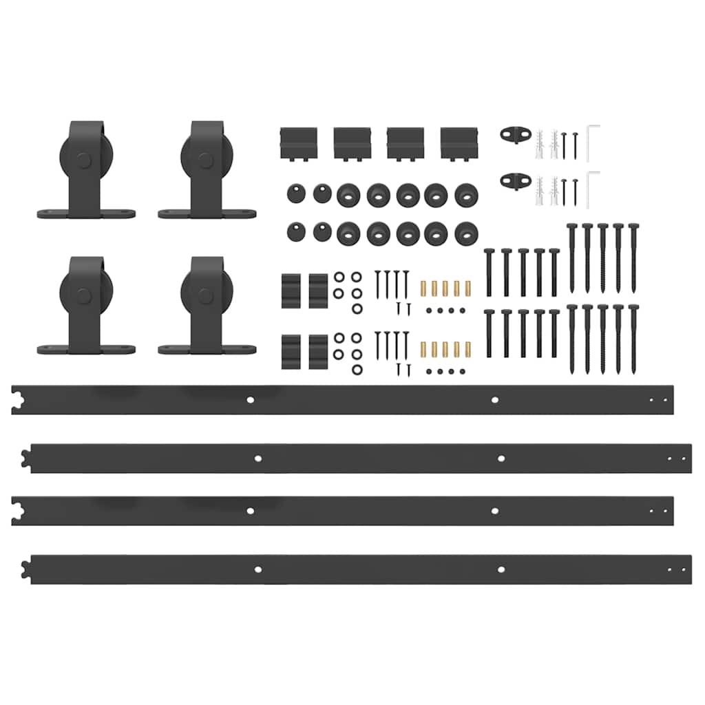 vidaXL Schiebetürbeschlag-Set 183 cm Stahl Schwarz