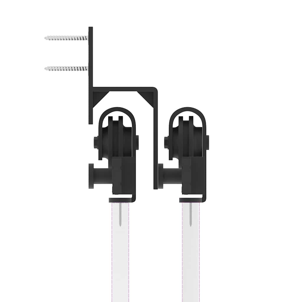 vidaXL Schiebetürbeschlag-Set 183 cm Stahl Schwarz