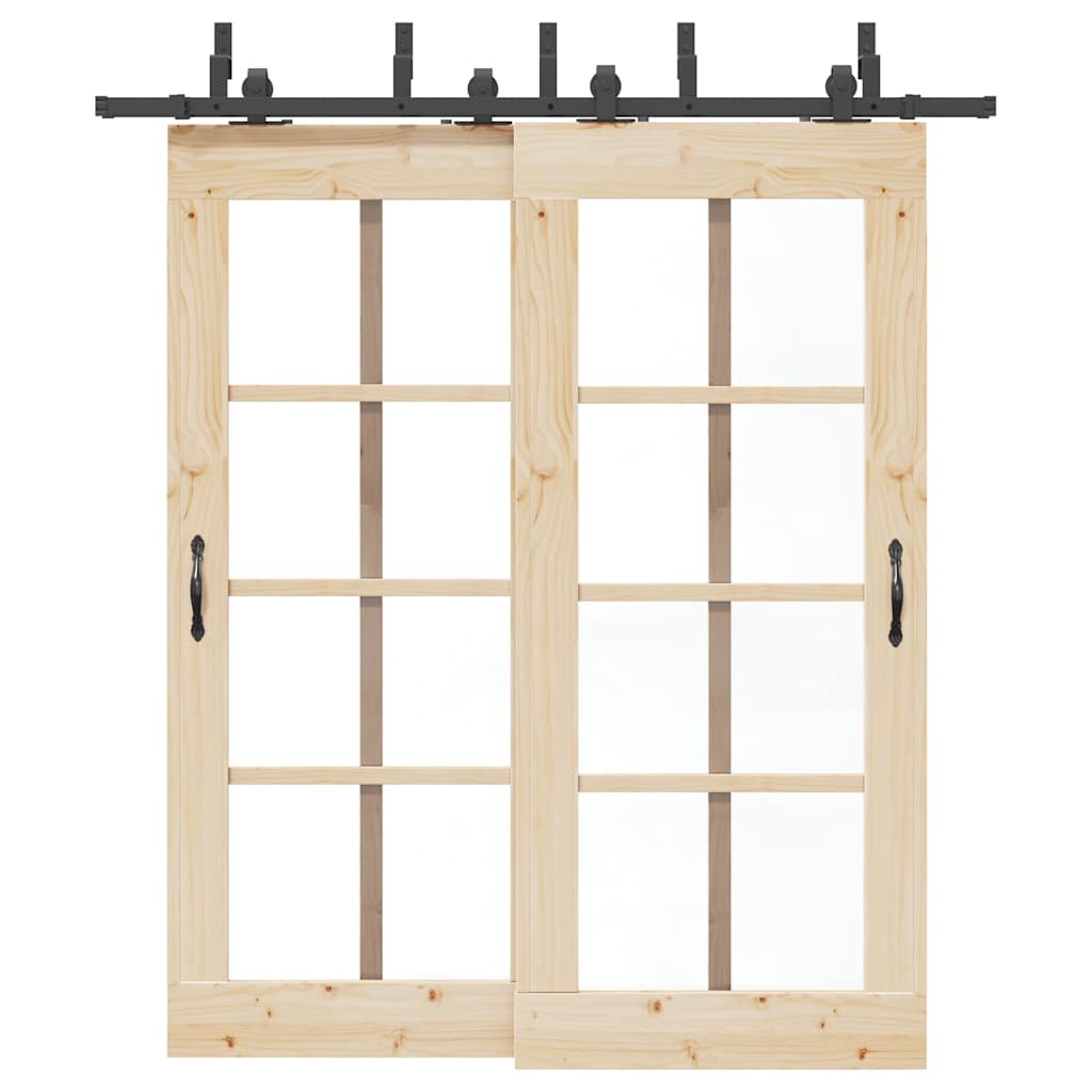 vidaXL Schiebetürbeschlag-Set 183 cm Stahl Schwarz