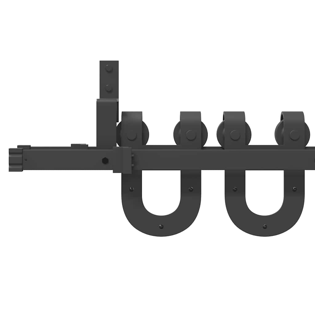 vidaXL Schiebetürbeschlag-Set 183 cm Stahl Schwarz