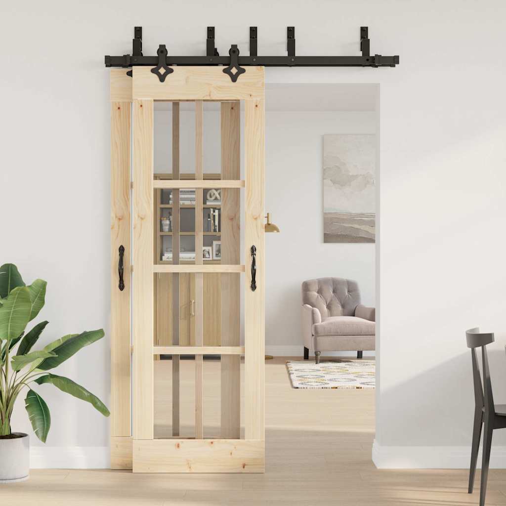 vidaXL Schiebetürbeschlag-Set 152,5 cm Stahl Schwarz