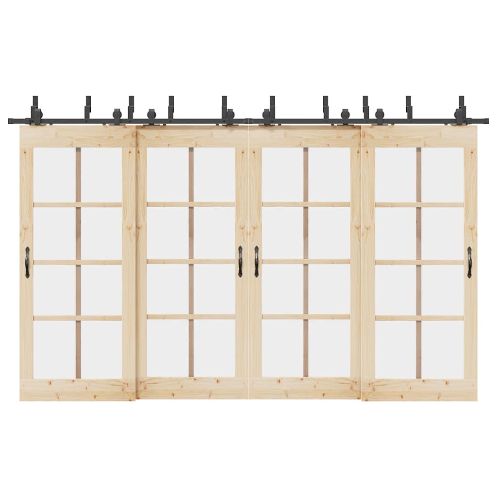 vidaXL Schiebetürbeschlag-Set 183 cm Stahl Schwarz