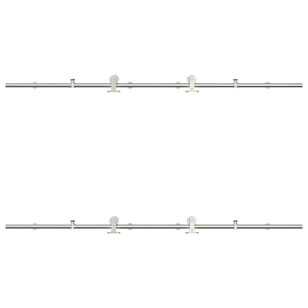 vidaXL Schiebetür-Beschlagsatz 183 cm Edelstahl Silbern