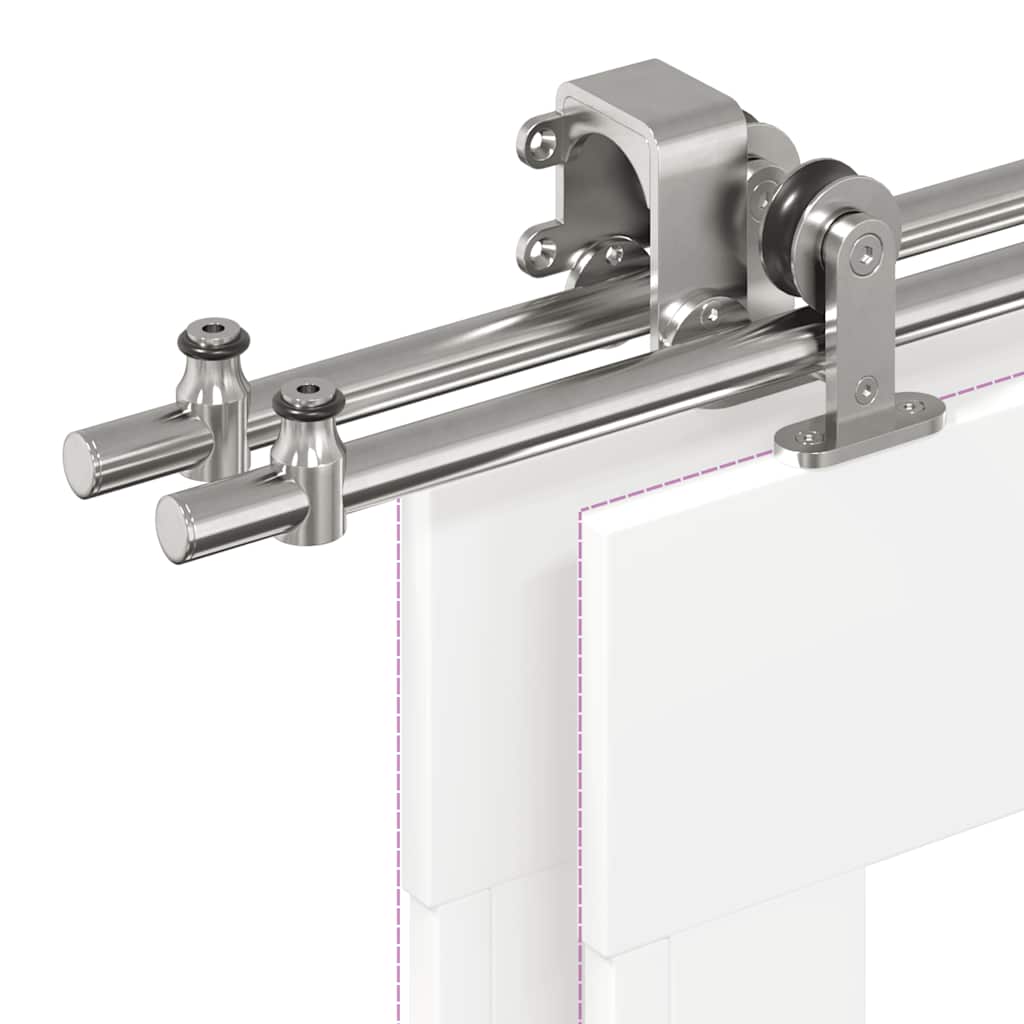 vidaXL Schiebetür-Beschlagsatz 200 cm Edelstahl Silbern