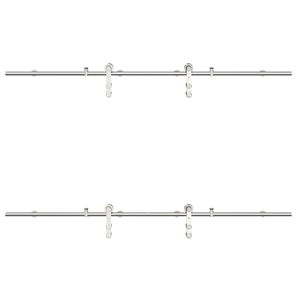 vidaXL Schiebetür-Beschlagsatz 200 cm Edelstahl Silbern