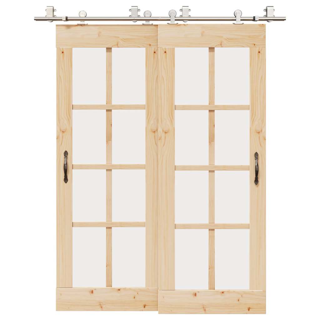 vidaXL Schiebetür-Beschlagsatz 183 cm Edelstahl Silbern