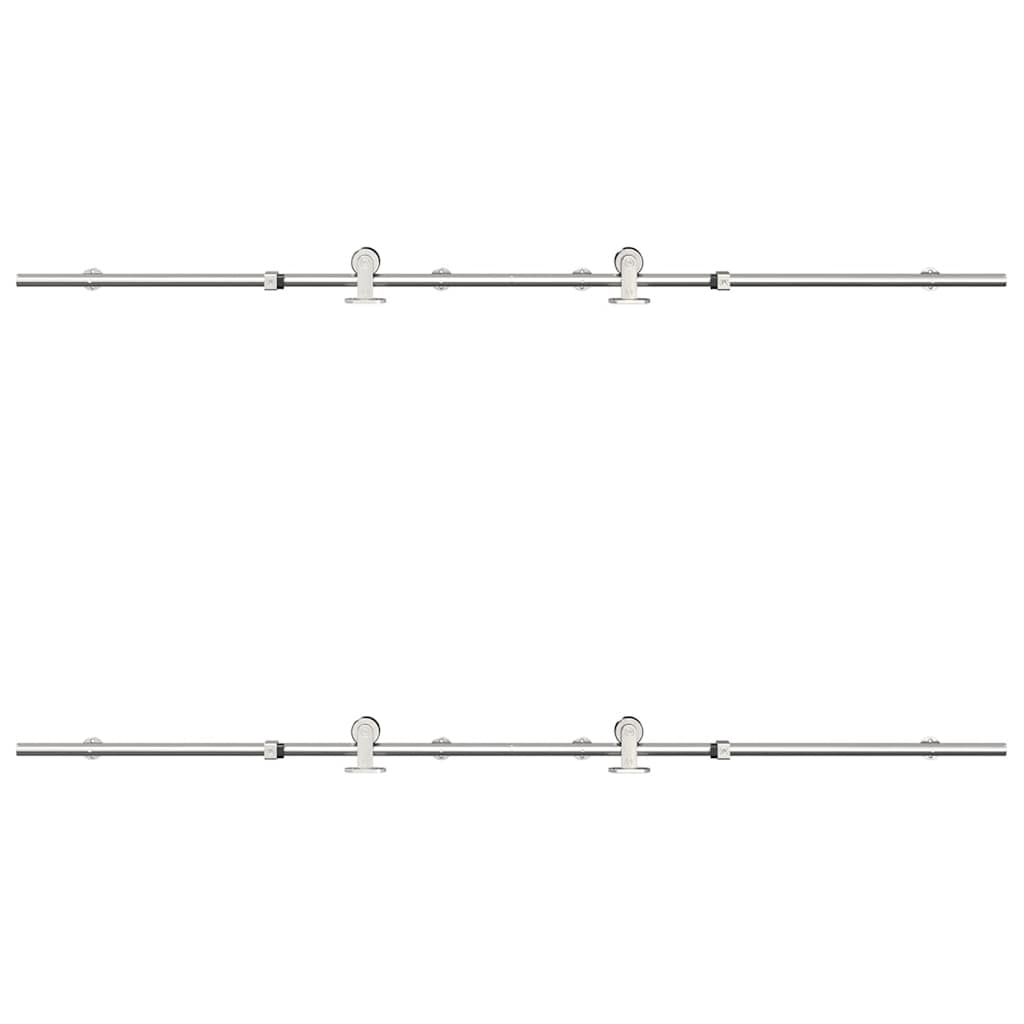 vidaXL Schiebetür-Beschlagsatz 183 cm Edelstahl Silbern