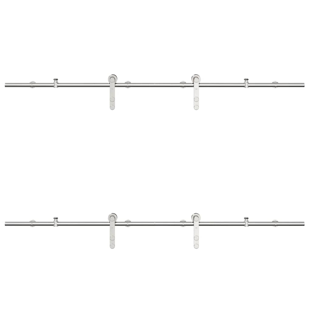 vidaXL Schiebetür-Beschlagsatz 183 cm Edelstahl Silbern