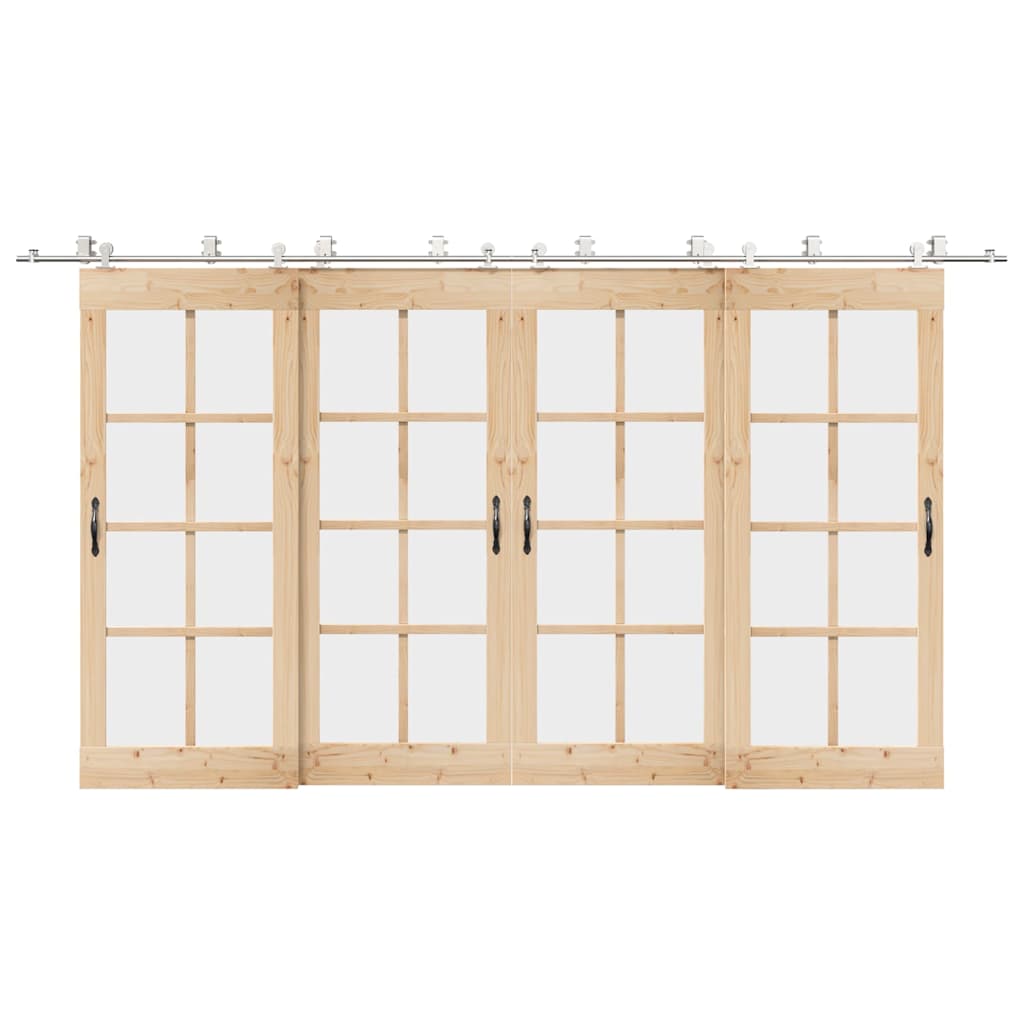 vidaXL Schiebetür-Beschlagsatz 200 cm Edelstahl Silbern