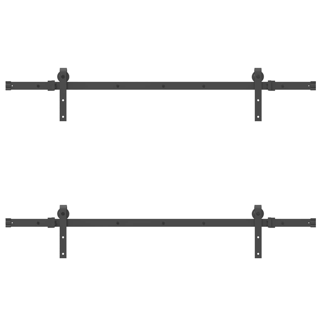 vidaXL Schiebetürbeschlag-Set 305 cm Stahl Schwarz