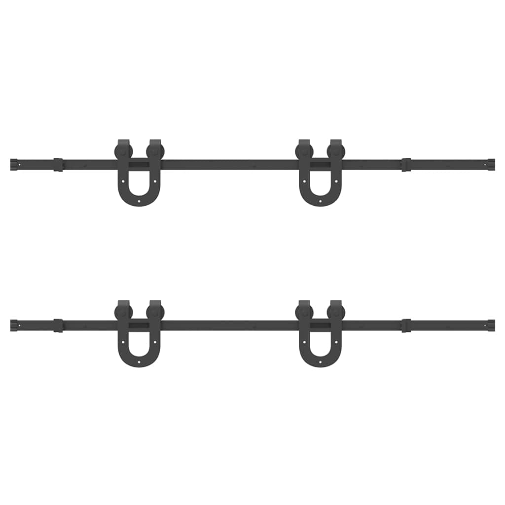 vidaXL Schiebetürbeschlag-Set 366 cm Stahl Schwarz