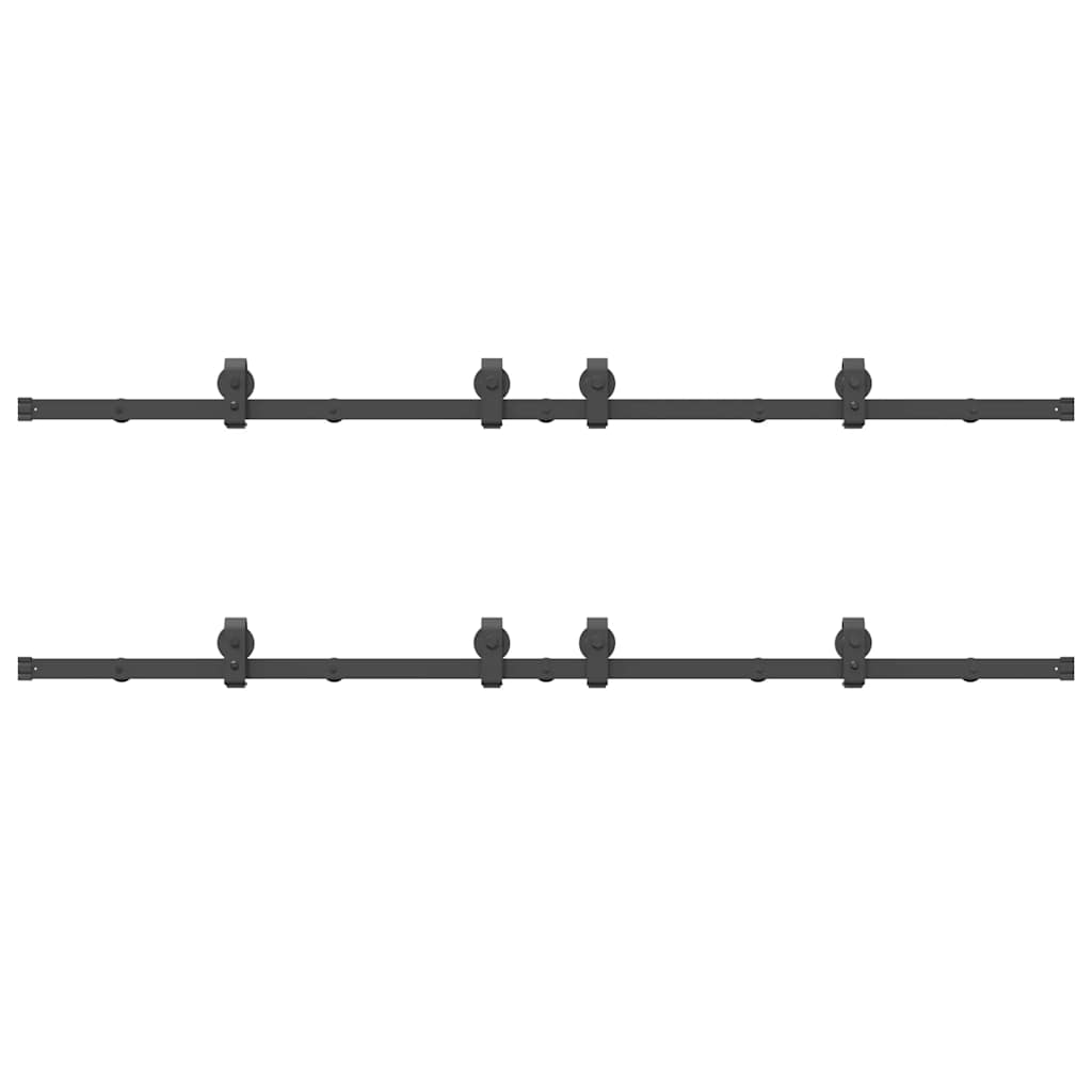 vidaXL Schiebetürbeschlag-Set 366 cm Stahl Schwarz