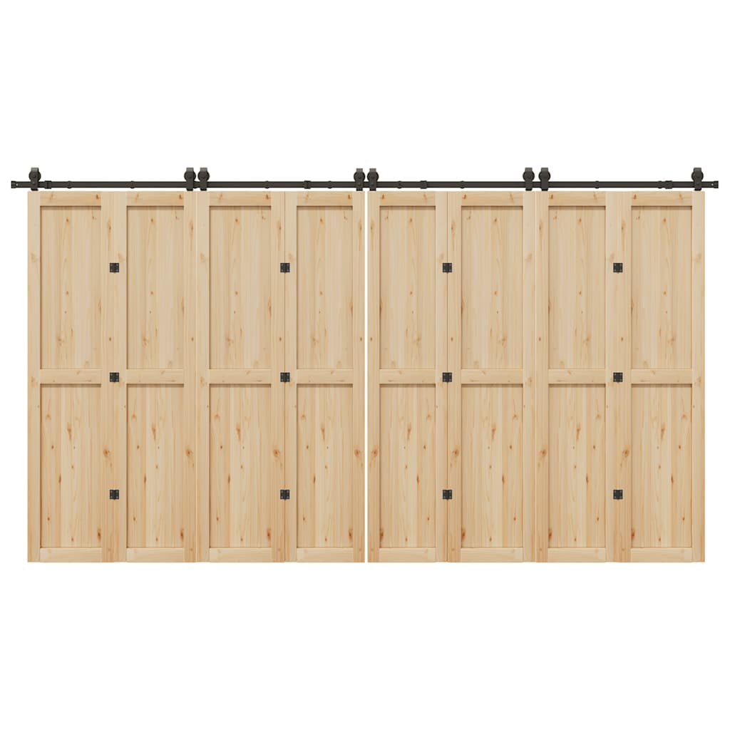 vidaXL Schiebetürbeschlag-Set 366 cm Stahl Schwarz