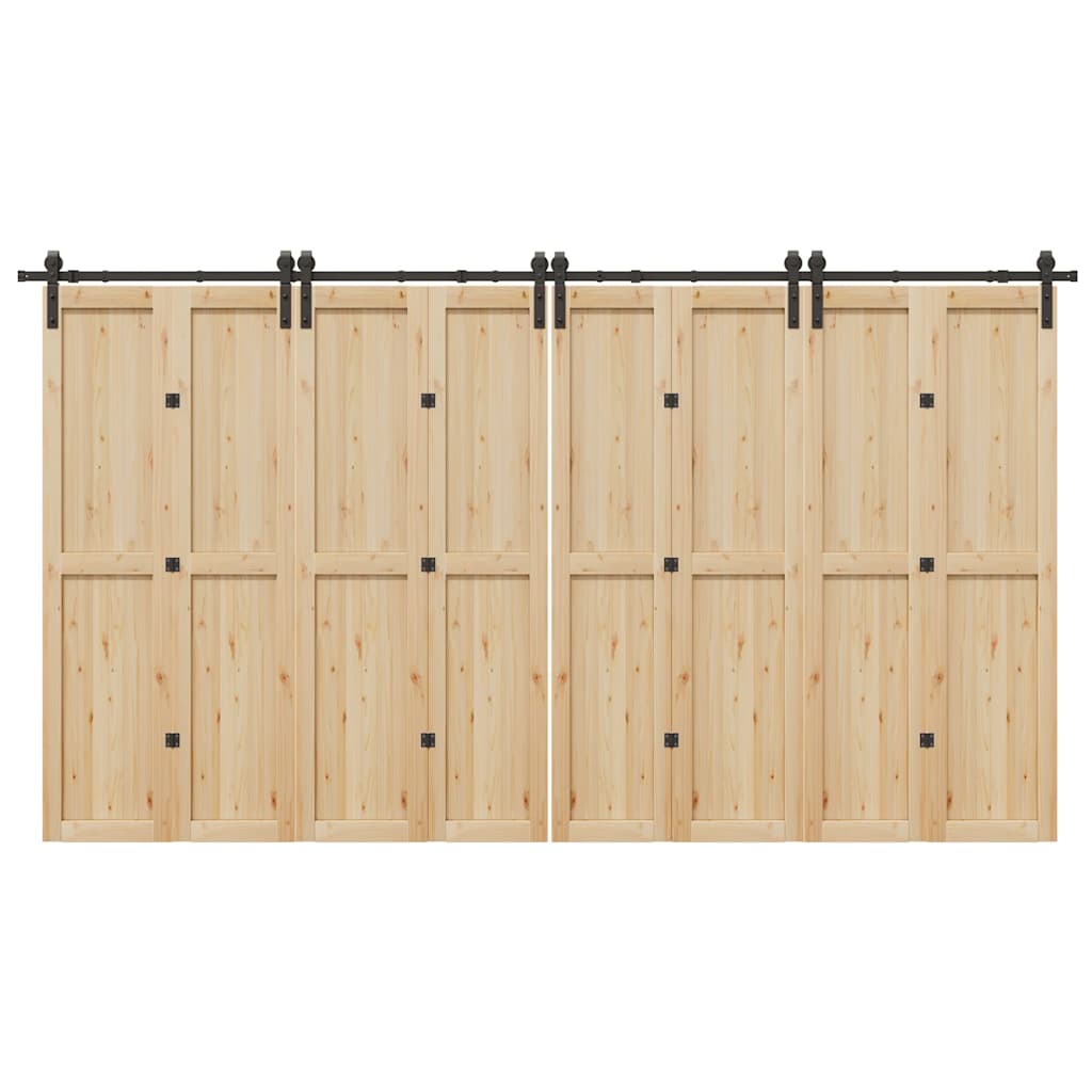 vidaXL Schiebetürbeschlag-Set 366 cm Stahl Schwarz