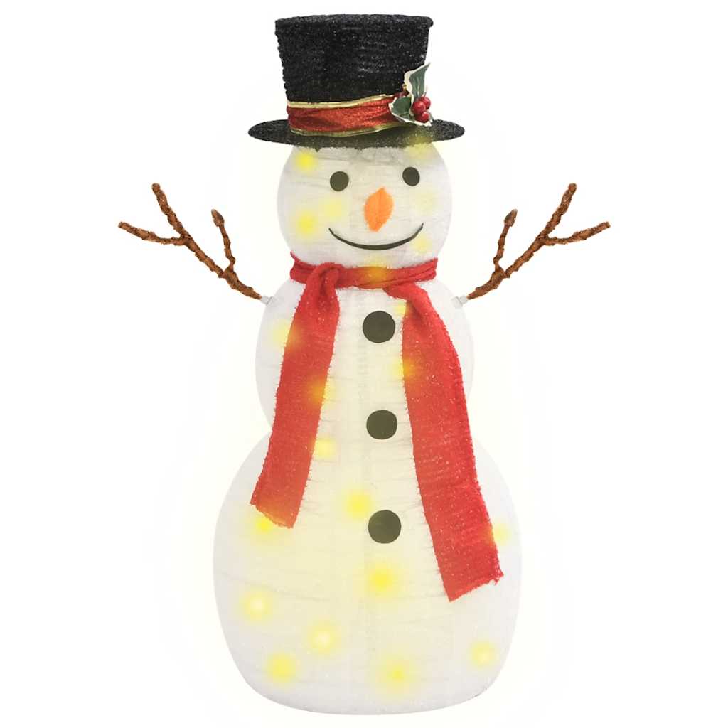 vidaXL LED-Schneemann Weihnachtsfigur Luxus-Stoff 60 cm