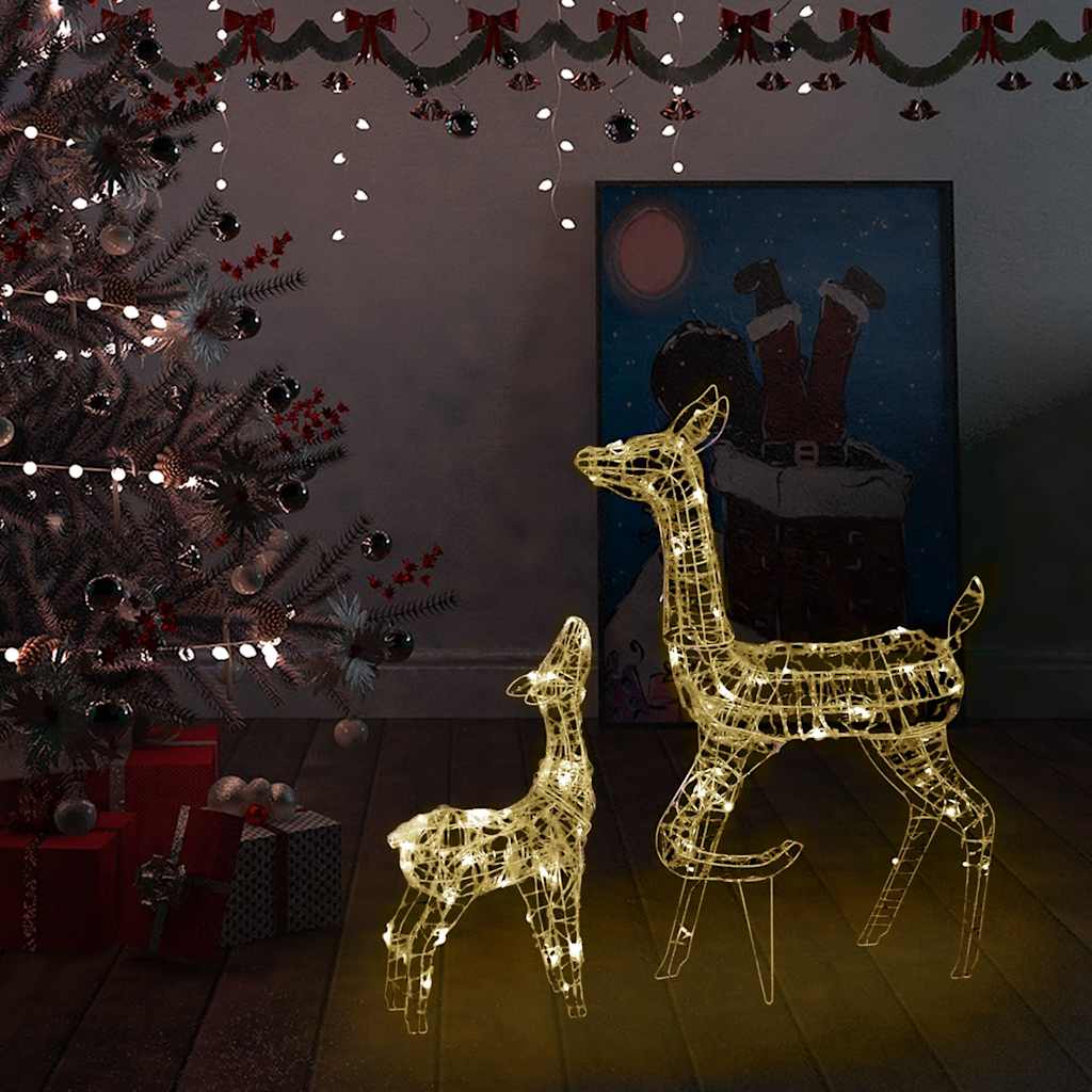 vidaXL LED-Rentier-Familie Weihnachtsdeko Acryl 160 LED Warmweiß