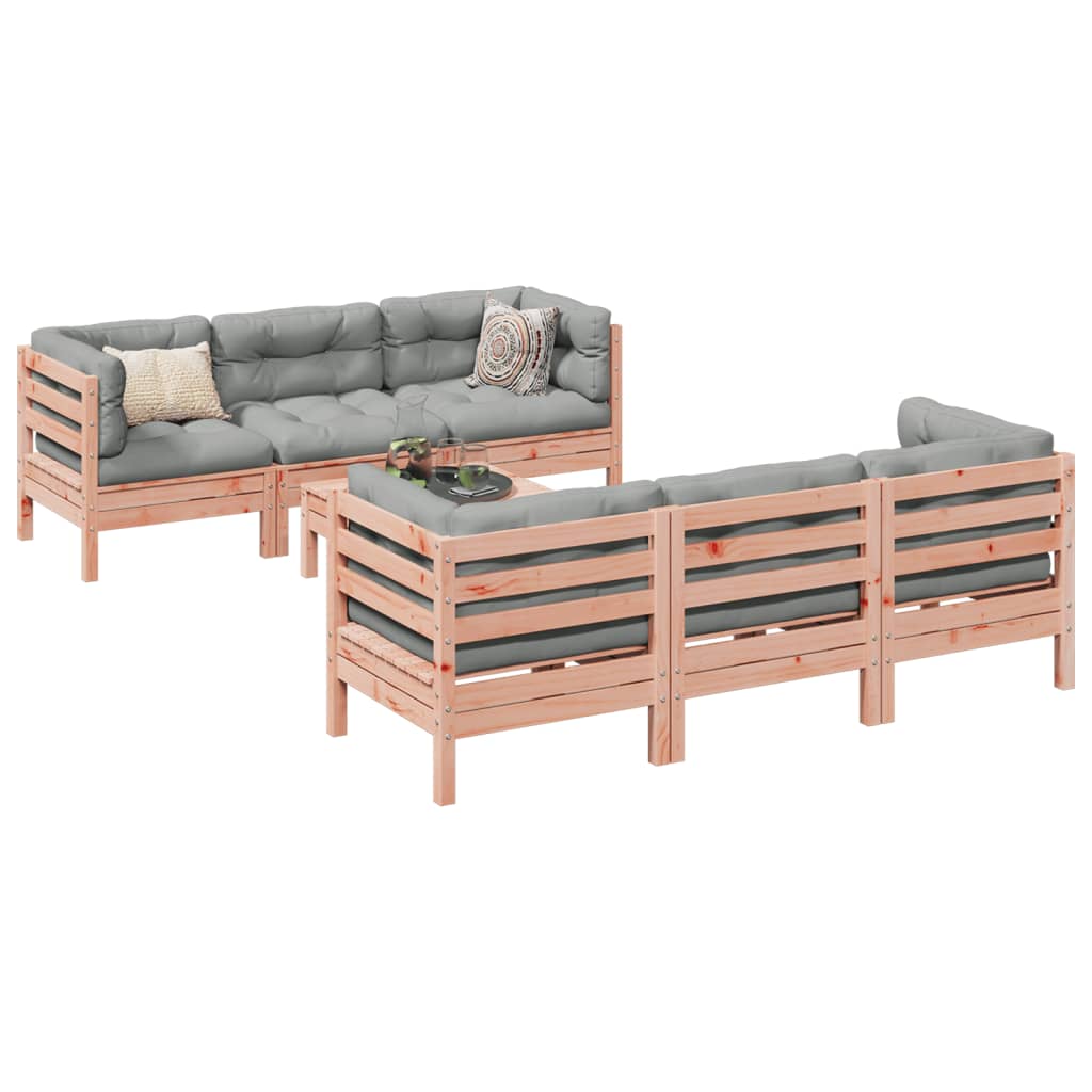 7-tlg. Garten-Sofagarnitur mit Kissen Wachsbraun Kiefernholz