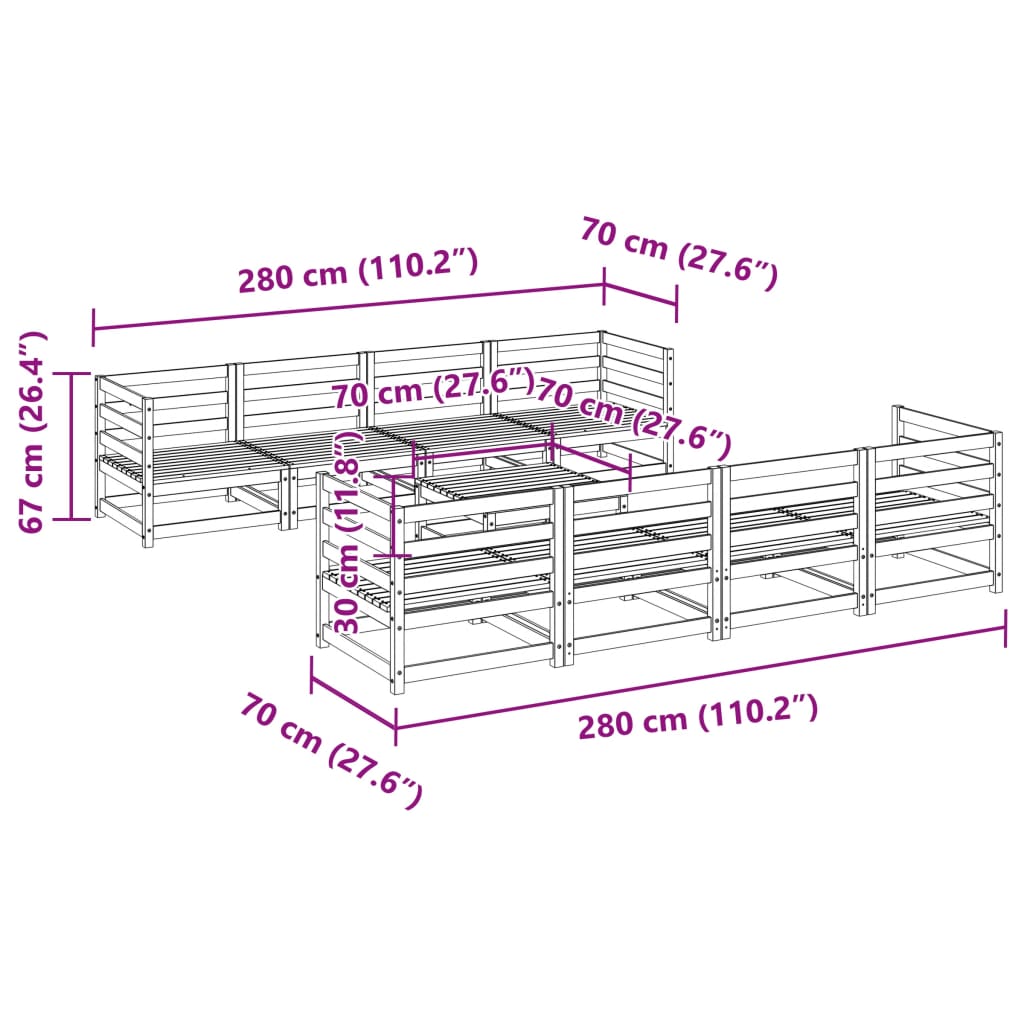 vidaXL 9-tlg. Garten-Sofagarnitur Massivholz Kiefer