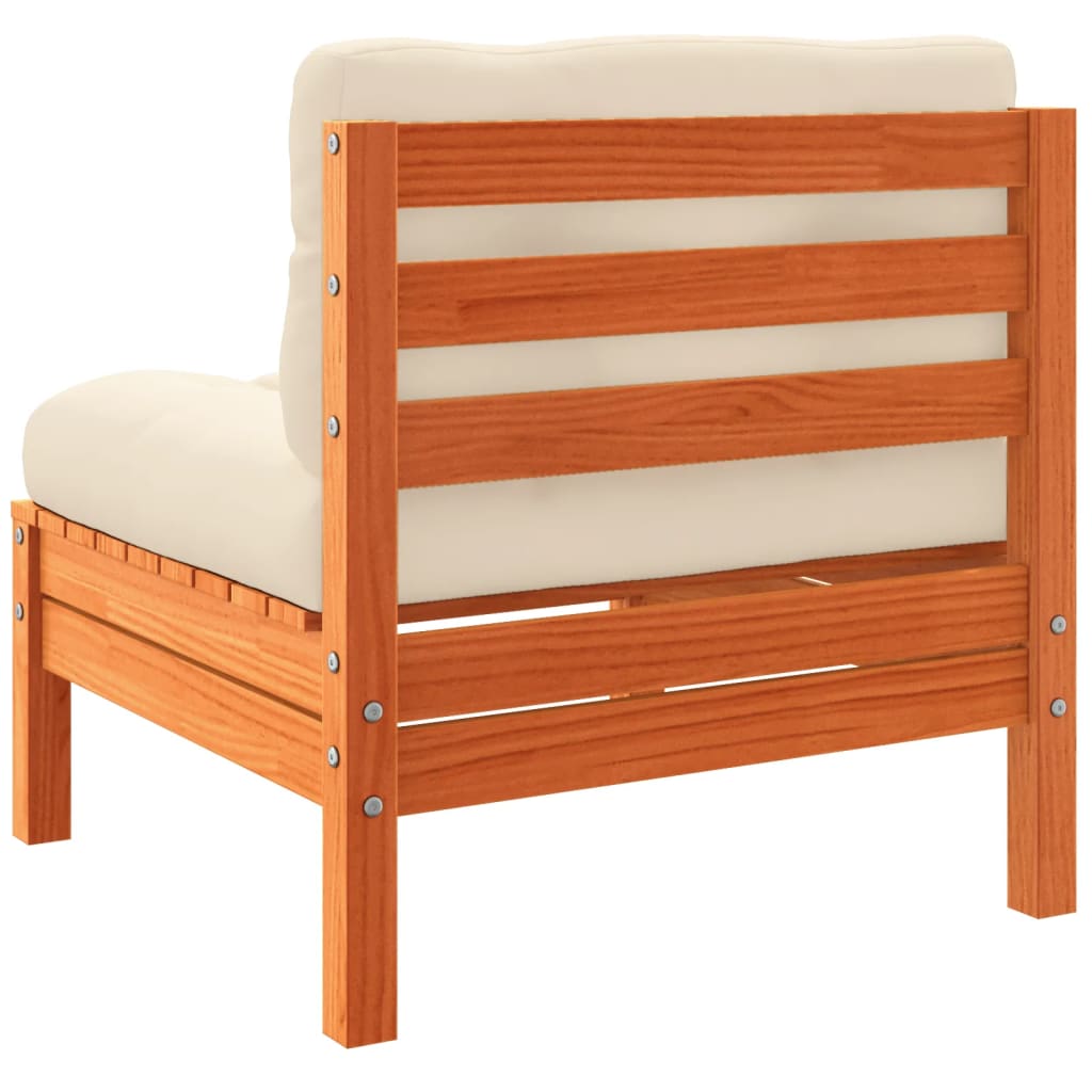 vidaXL 10-tlg. Garten-Sofagarnitur mit Kissen Wachsbraun Kiefernholz