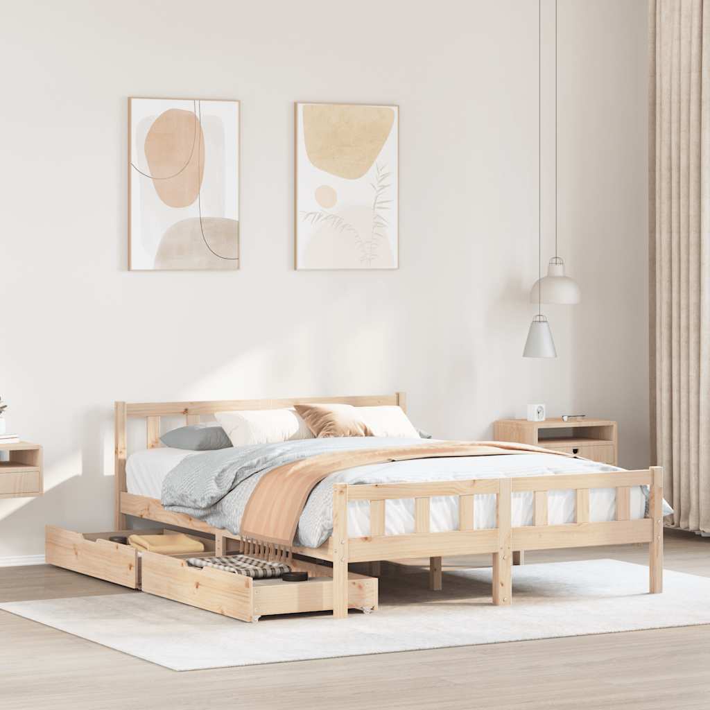 Massivholzbett ohne Matratze 75x190 cm Kiefernholz