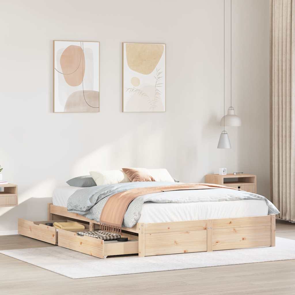Massivholzbett ohne Matratze 75x190 cm Kiefernholz