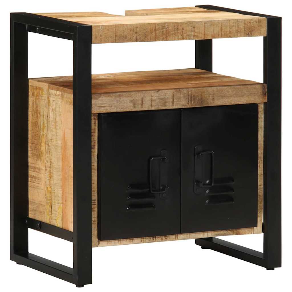 vidaXL Badezimmermöbel-Set 3 pcs Braun und Schwarz Massivholz Mango