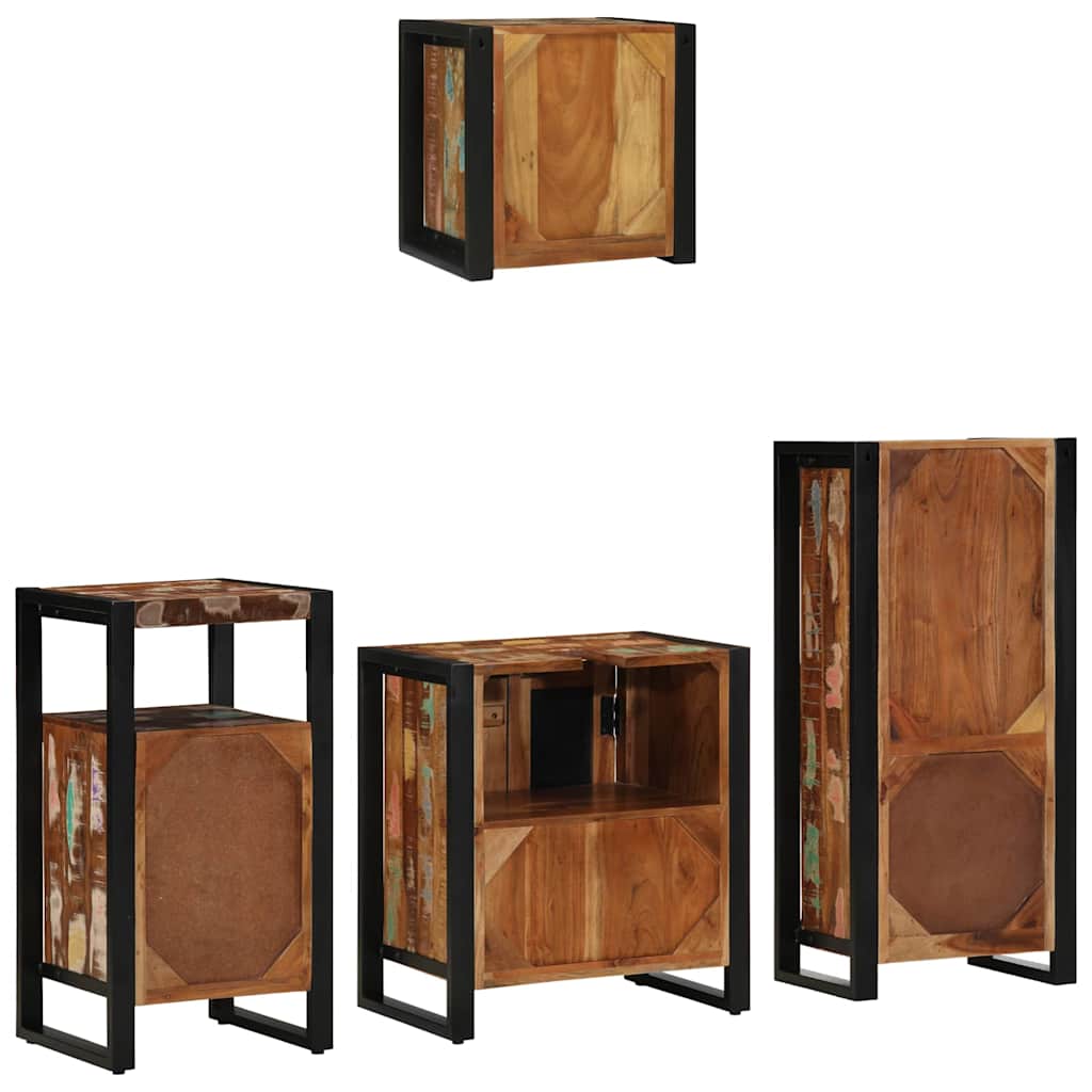 vidaXL Badezimmermöbel-Set mit Regal 4 pcs Massives upgecyceltes Holz