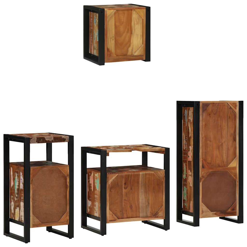 vidaXL Badezimmermöbel-Set mit Regal 4 pcs Massives upgecyceltes Holz