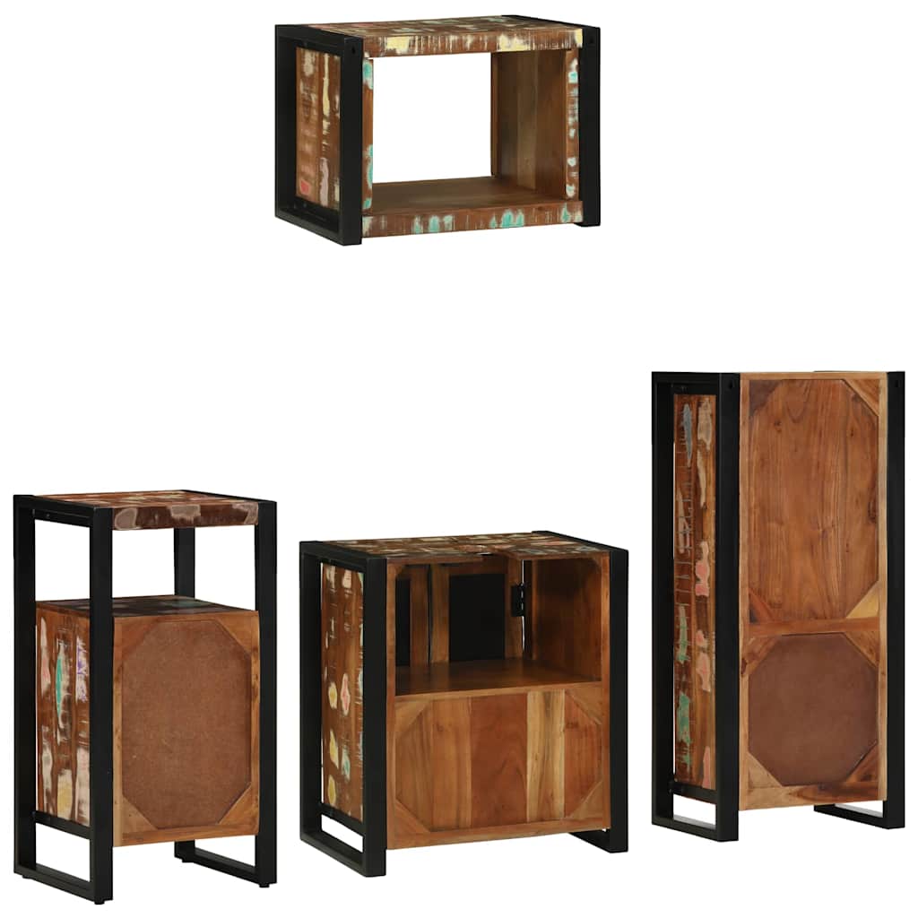 vidaXL Badezimmermöbel-Set mit Regal 4 pcs Massives upgecyceltes Holz