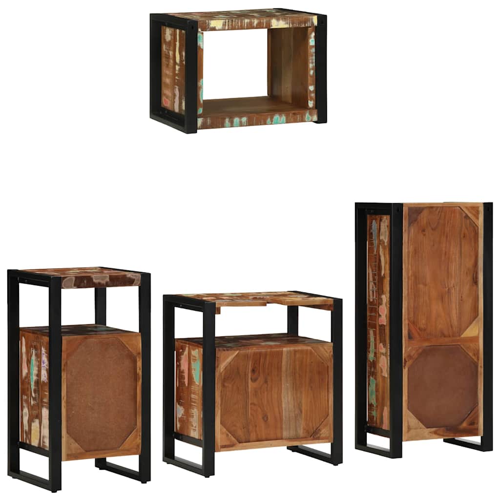 vidaXL Badezimmermöbel-Set mit Regal 4 pcs Massives upgecyceltes Holz