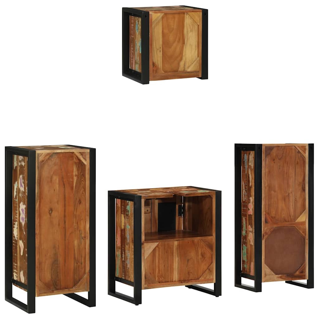 vidaXL Badezimmermöbel-Set mit Regal 4 pcs Massives upgecyceltes Holz