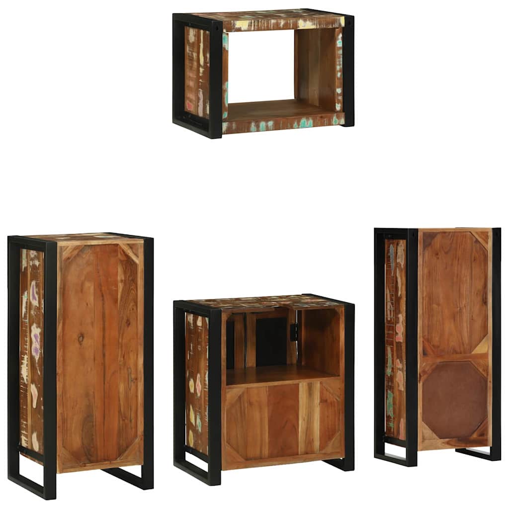 vidaXL Badezimmermöbel-Set mit Regal 4 pcs Massives upgecyceltes Holz
