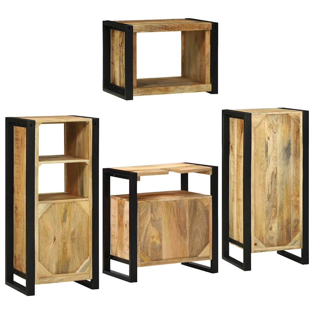 vidaXL Badezimmermöbel-Set mit Regal 4 pcs Braun Massives Mangoholz