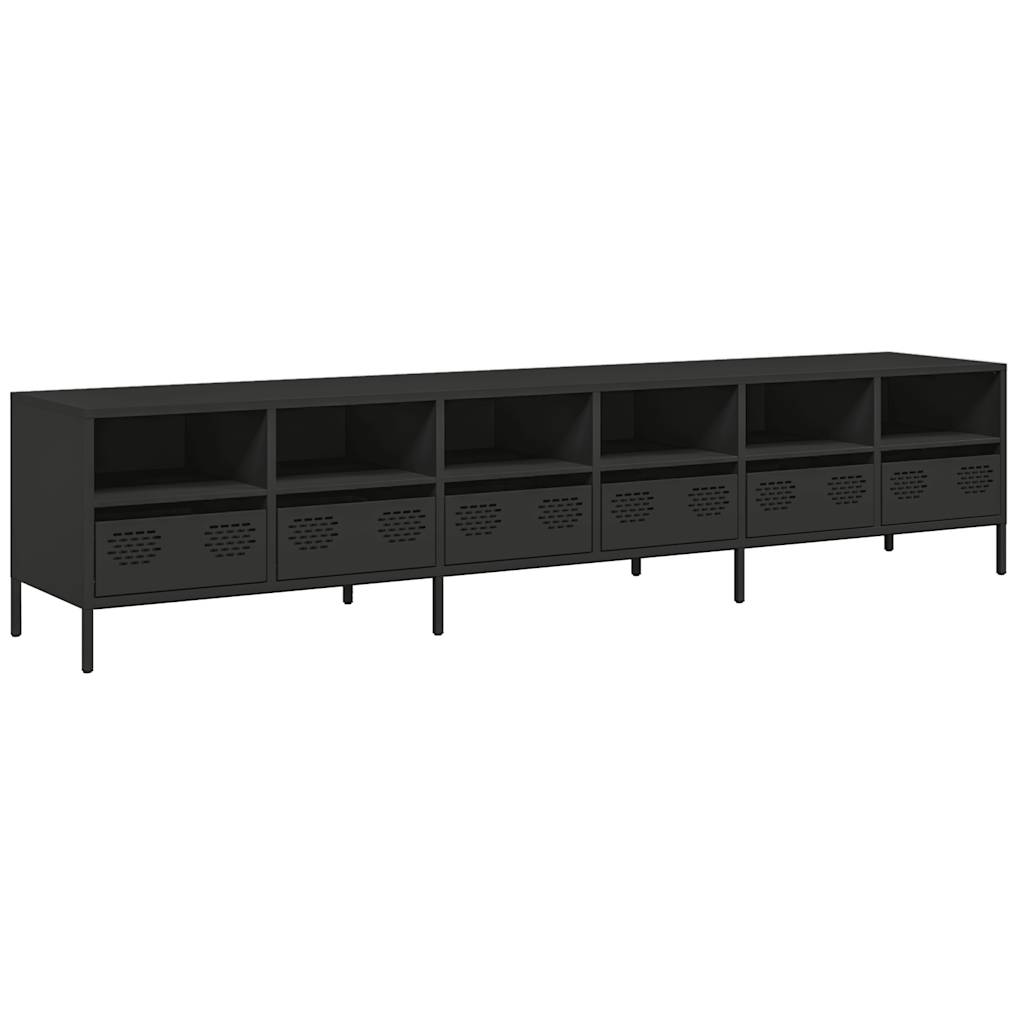 vidaXL TV-Schrank Schwarz 202x39x43,5 cm Kaltgewalzter Stahl
