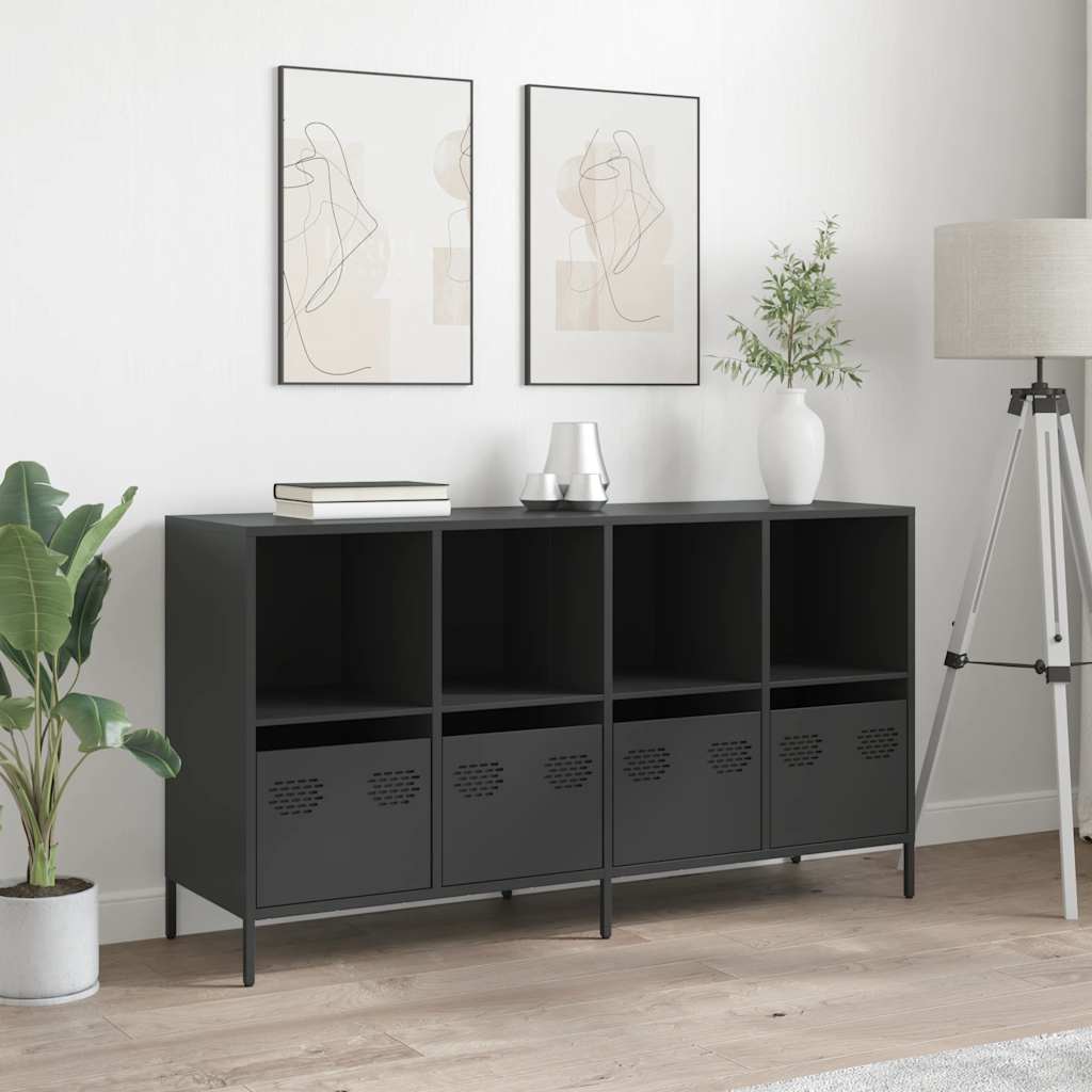 vidaXL Sideboard Schwarz 135x39x73,5 cm Kaltgewalzter Stahl